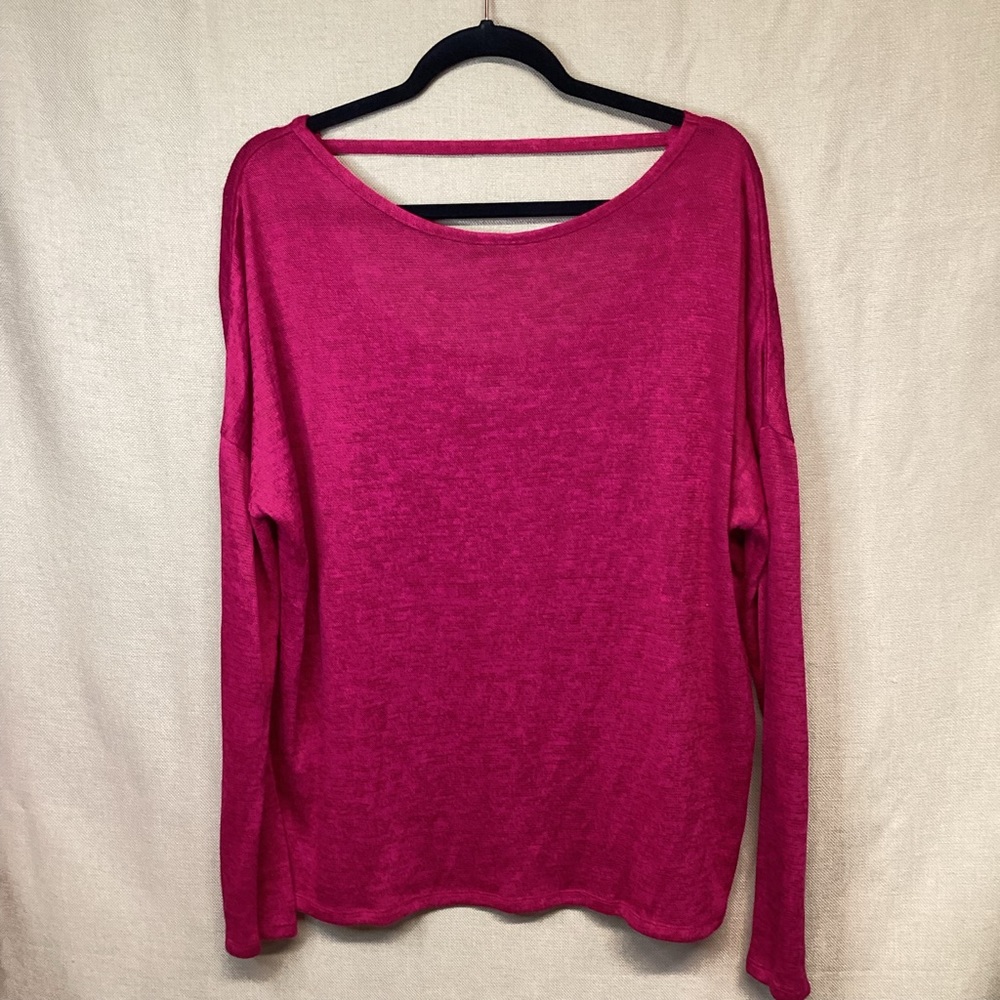 Old Navy Long Sleeve Cut Out Back Pink Top Sz L